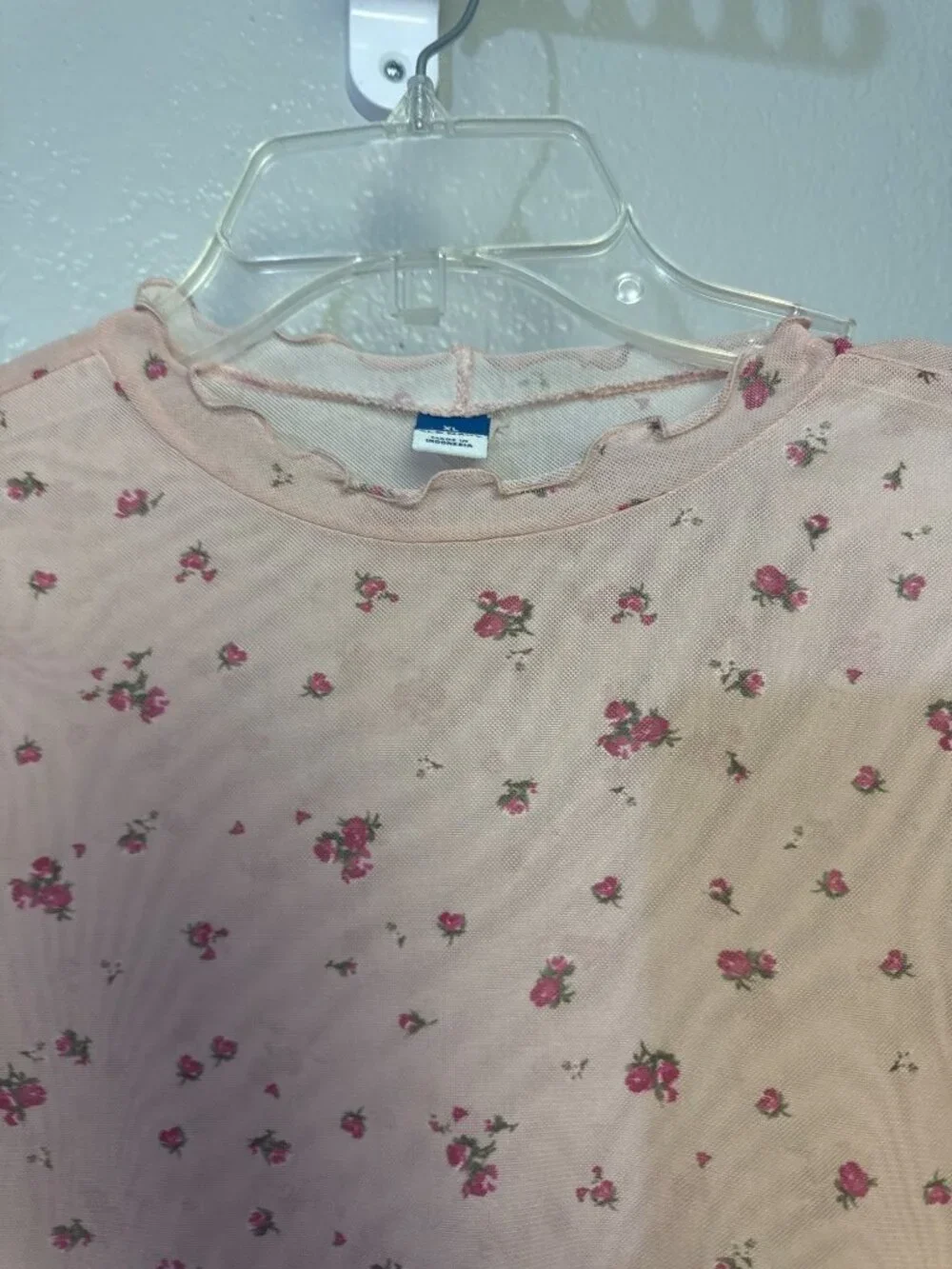 Old Navy Girls Long Sleeve Pink Floral Mesh Top XL Plus Size Lightweight
